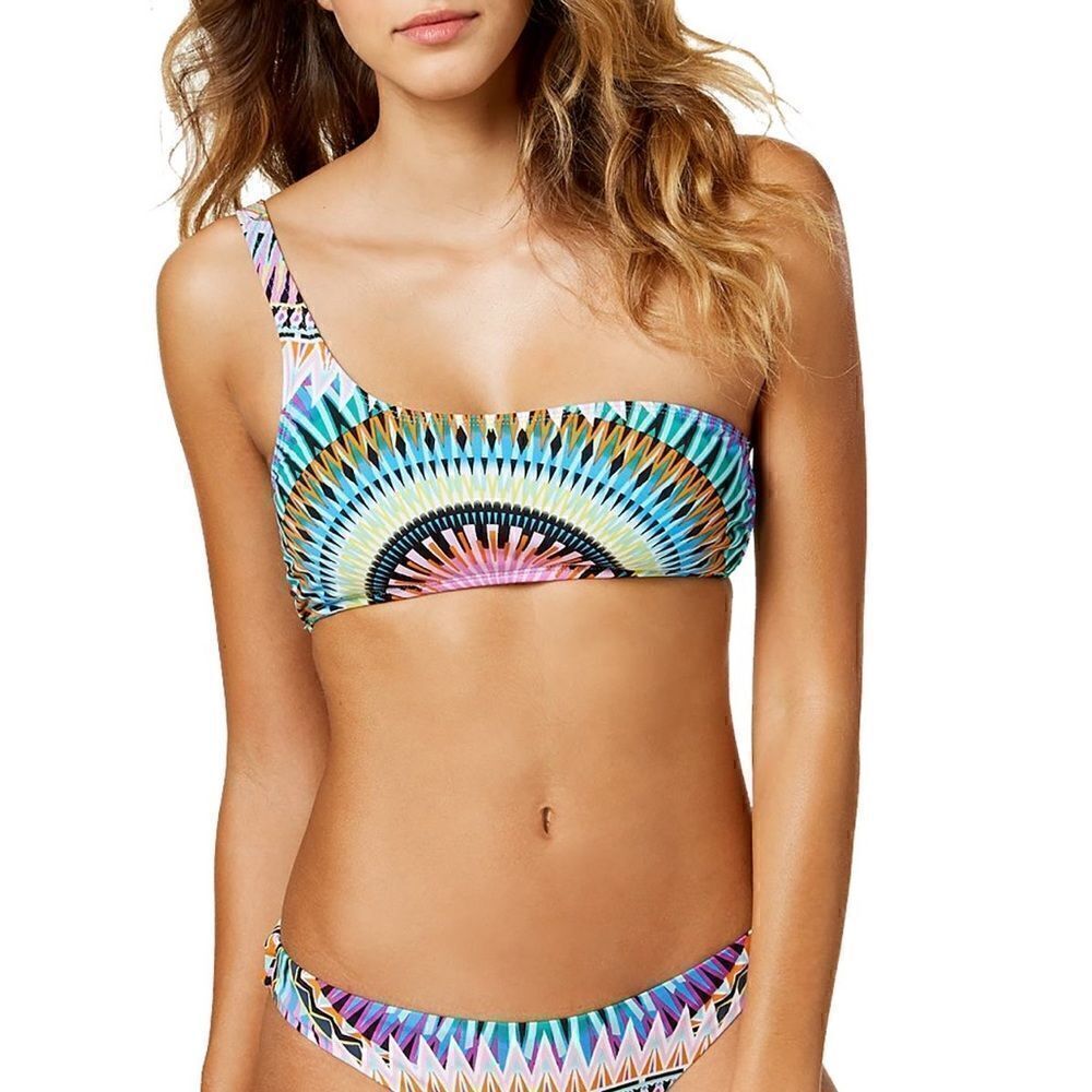 BAR III Sunburst One Shoulder Bikini Top in Multicolor Small